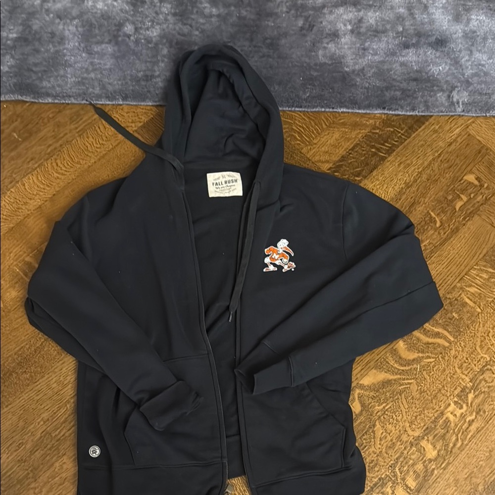 University of Miami Zip-Up Hoodie with Embroidered Logo